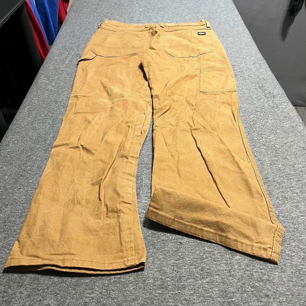 Dickies Mens Carpenter Pants Duck Brown Canvas Utility Workwear 35x32